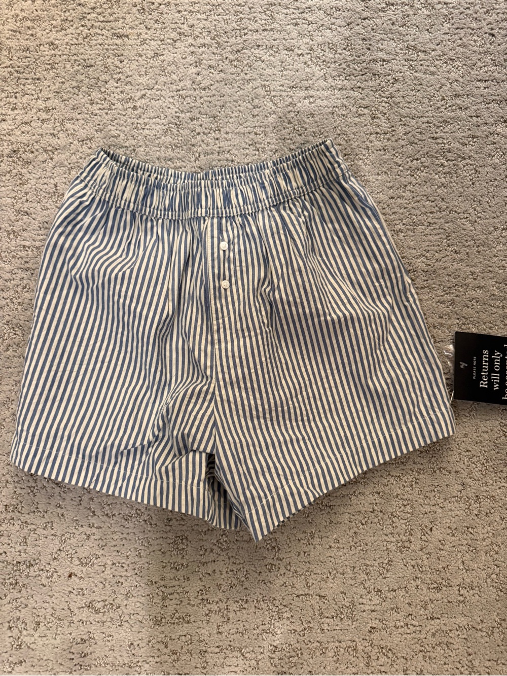 Tuckernuck blue and white stripe shorts
